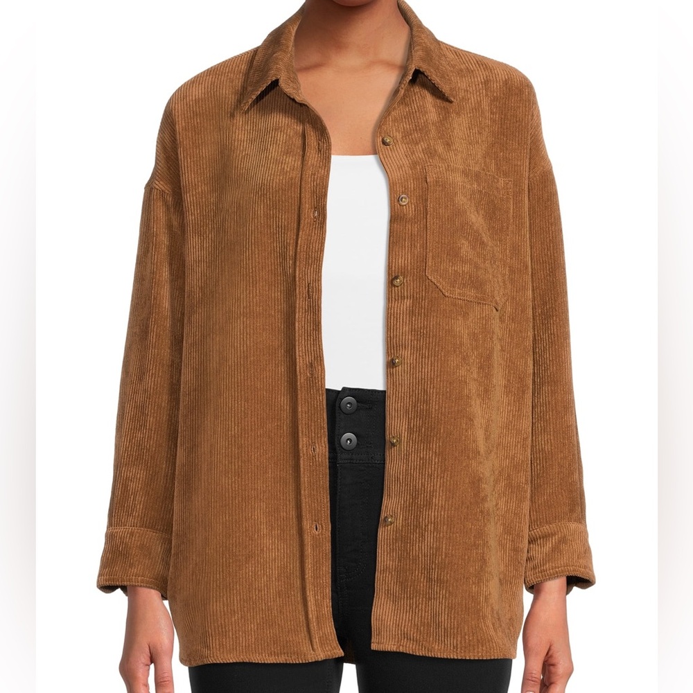 Brown Corduroy Button Down Blouse Size Large